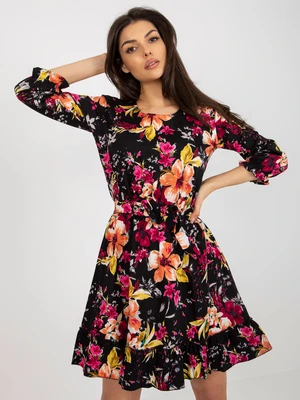 Black flowing floral cocktail dress