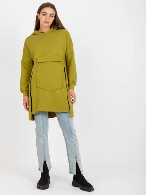 Basic olive green sweatshirt with pocket