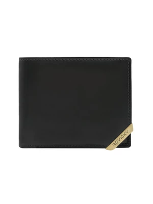 Black and dark brown horizontal men's wallet with accent