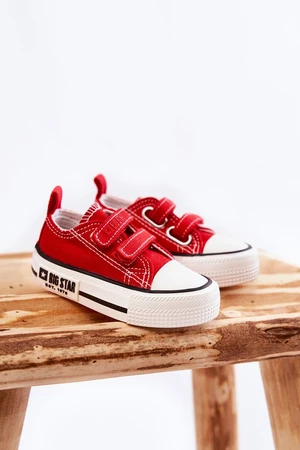 Kids fabric sneakers with Velcro BIG STAR KK374076 Red