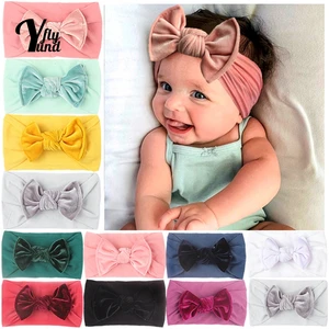 Yundfly Fashion Handmade Knotted Elastic Hairband Infant Cute Bowknot Nylon Headband Baby Headwear Hair Accessories Holiday Gift