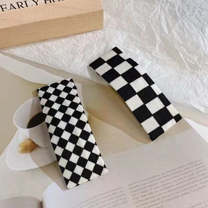 Checkerboard hairpin female bangs side clip headdress large hairpin for the back of the head