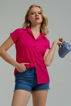 armonika Women's Fuchsia Short Sleeve Shirt