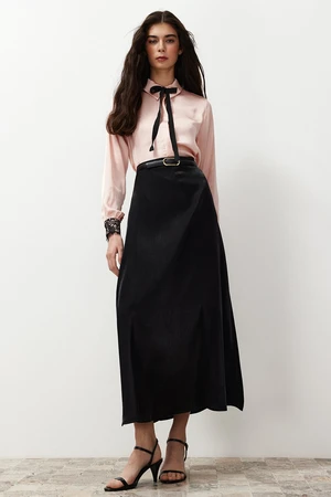 Trendyol Black Satin Woven Skirt