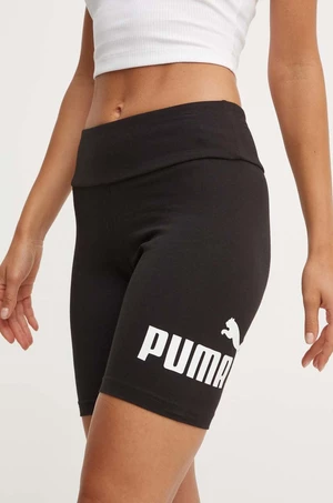 Kraťasy Puma dámské, černá barva, s potiskem, medium waist, 848347