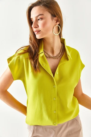 Olalook Women's Oil Green Viscose Bat Shirt