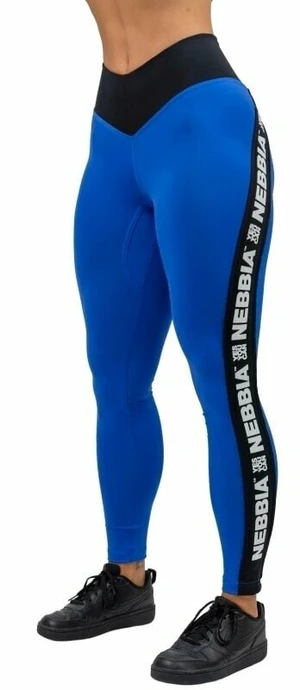 Nebbia High Waisted Side Stripe Leggings Iconic Blue XS Pantaloni fitness