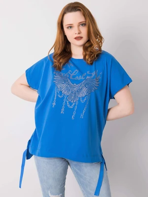 Plus size blue loose-fitting blouse