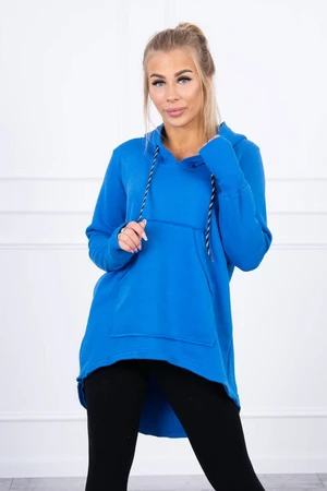 Insulated sweatshirt with a longer back and a hood in purple blue