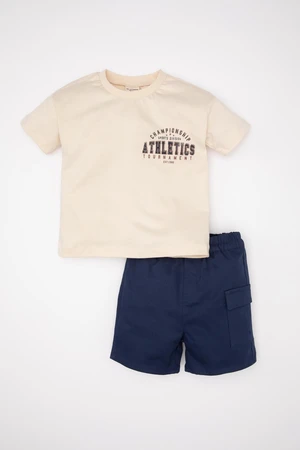 DEFACTO Baby Boy Printed Short Sleeve T-Shirt Shorts 2-Piece Set