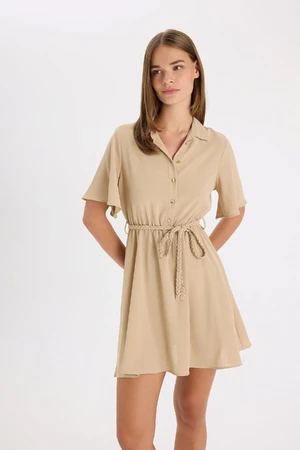 DEFACTO Shirt Collar Short Sleeve Mini Dress