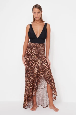 Trendyol Animal Patterned Maxi Ruffled Skirt