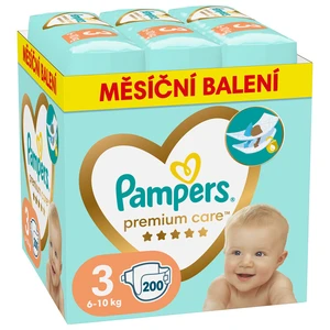 PAMPERS Pleny jednorázové Premium Care vel. 3 (200 ks) 6-10 kg - měsíční balení