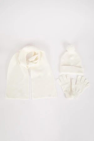 DEFACTO Girl 3-Piece Knitted Scarf Beanie Glove Set