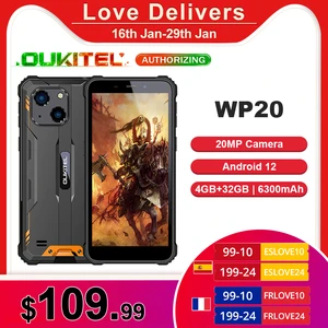 OUKITEL WP20 6300mAh Rugged Phone, IP68 Waterproof Smartphone, 5.93'' HD+ Display 4GB + 32GB 20MP Dual Cameras 4G Cellphone