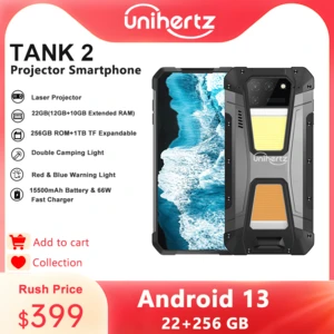 US MX AU EU Stock Unihertz 8849 Tank 2 Projector Rugged 22GB RAM 256GB ROM 108MP 64MP Super Night Vision G99 15500mAh