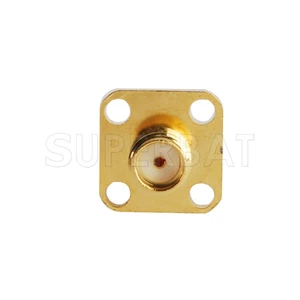 Superbat 10pcs SMA Female Straight 4 Hole Panel Mount Solder Cup Contact 6mm RF Coaxial Connector