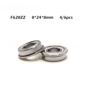 4/6PCS F628-2Z F628ZZ F628zz F628 zz Flanged Flange Deep Groove Ball Bearings 8 x 24 x 8mm Free shipping for 3D printer