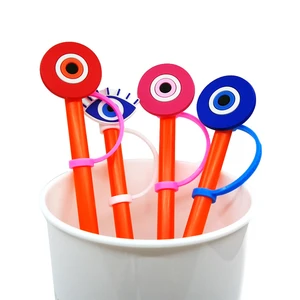 1PCS PVC Straw Cover Fashion Design Evil Eyes Straw Toppers Airtight Dust Cap Splash Proof Drinking Straw Charms Fit Present