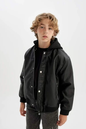 DEFACTO Boys Water Repellent College Collar Bomber Plush Lining Coat