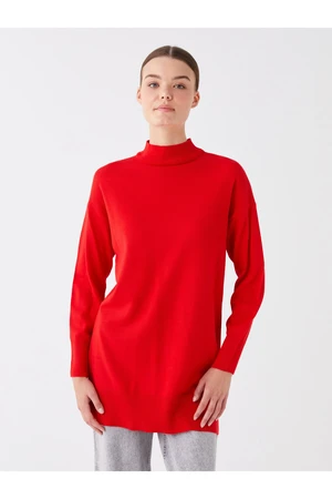 LC Waikiki Half Turtleneck Plain Long Sleeve Women's Knitwear Tunic