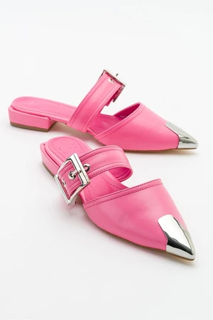 LuviShoes Jenni Women's Pink Buckle Slippers