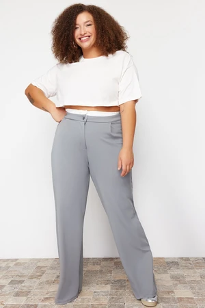 Trendyol Curve Gray Waist Detailed Knitted Trousers