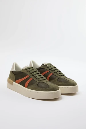 Trendyol Khaki Contrast Retro Lace-Up Women's Sneakers