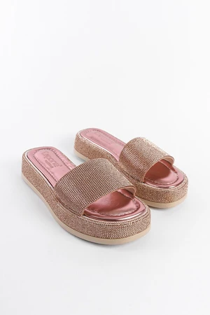 Capone Outfitters Women's Slippers with Wedge Heels and Stones