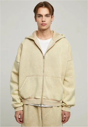 90s Zip-Up Hoodie in Heavy Stone Washed Beige