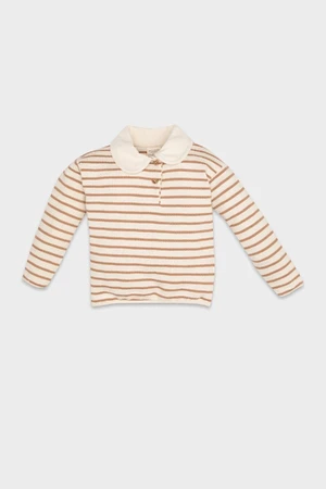 DEFACTO Baby Girl Striped Baby Collar Soft Furry Sweatshirt