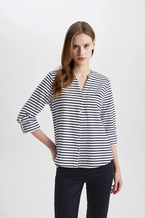 DEFACTO Regular Fit Long Sleeve Striped Shirt