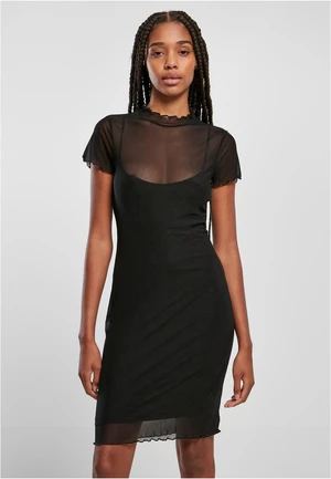 Women's double-layer mesh dress black