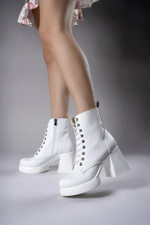 Riccon Iselora Women's Heeled Boots 0012475 White Skin.