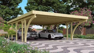 Dřevěný dvojitý přístřešek / carport CLASSIC 3C Dekorhome