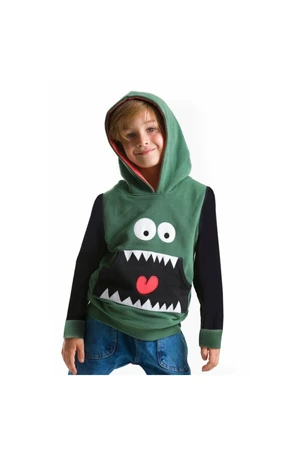 Denokids Gluttony Monster Hooded Khaki Black Boys' Sweatshirt.