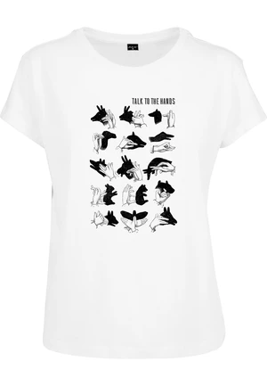 Ladies Talk To The Hand Box Tee White