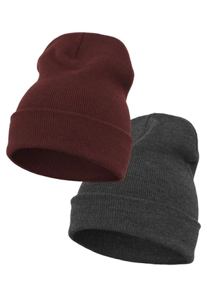 Heavyweight Long Beanie - Charcoal/Chestnut Brown