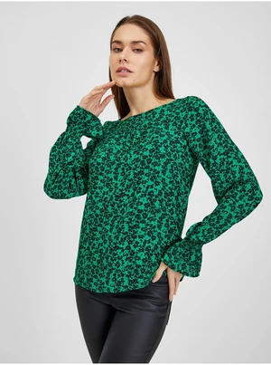 Orsay Black-Green Ladies Flowered Blouse - Women