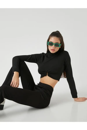 Koton Crop Knitwear Sweater With Metal Accessories