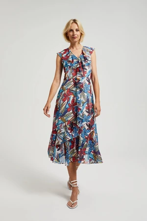 Women's floral midi dress MOODO - red