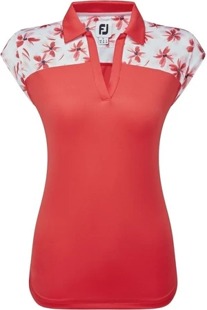 Footjoy Blocked Floral Print Lisle Red S Polo-Shirt