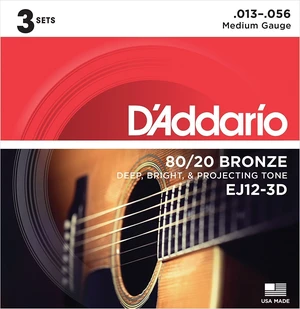 D'Addario EJ12-3D Saiten für Akustikgitarre