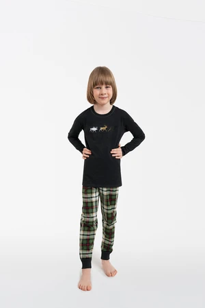 Seward boys' pyjamas, long sleeves, long trousers - dark melange/print