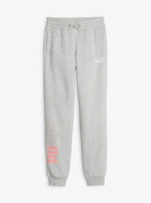 Light grey girls' brindle sweatpants Puma Power - Girls