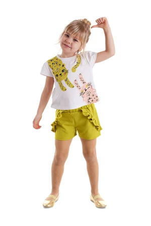 Denokids Mischievous Cats Frilly Girl's Summer T-shirt Shorts Set