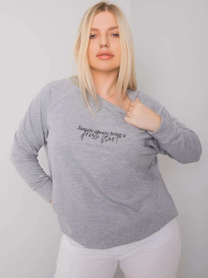 Plus size grey melange women's sweatshirt