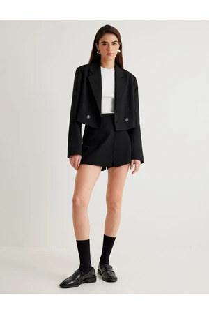 Koton Double Breasted Crop Blazer Jacket