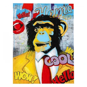 KARE DESIGN Ručne maľovaný obraz Show Monkey 120×90 cm