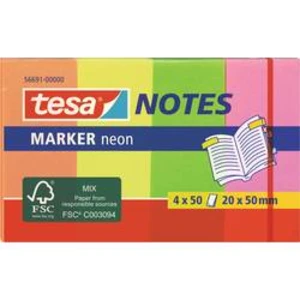 TESA® Notes/56691-00000-01 20 x 50 mm roztříděná, list až 50 listů tesa 56691-00000-01, (š x v) 20 mm x 50 mm, oranžová, žlutá, zelená, růžová, 200 li